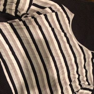 Black white and gray striped maxi shirt